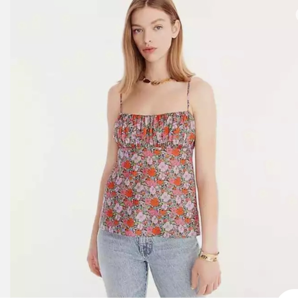 J CREW LIBERTY PRINT GATHERED CAMISOLE IN MEADOW SONG SIZE 12